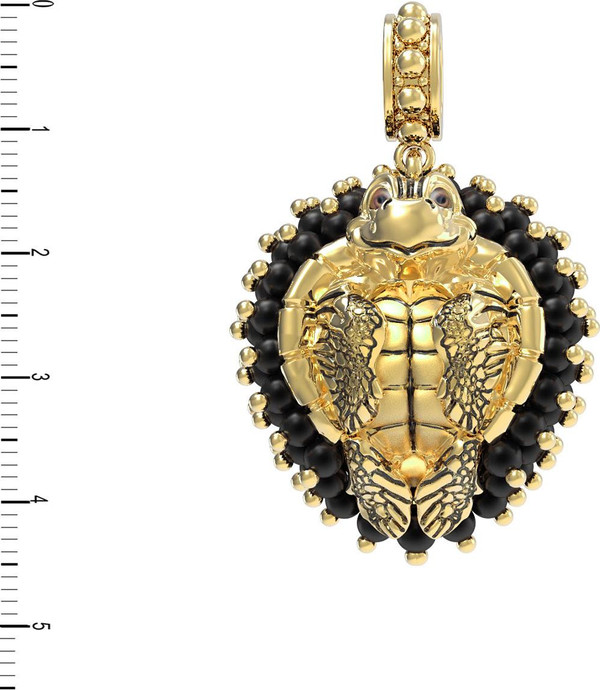 Подвеска из лимонного золота 585 пробы c эмалью и ониксом