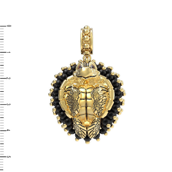 Подвеска из лимонного золота 585 пробы c эмалью и ониксом