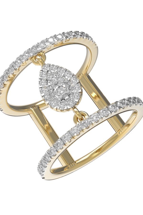 Кольцо из лимонного золота c бриллиантами