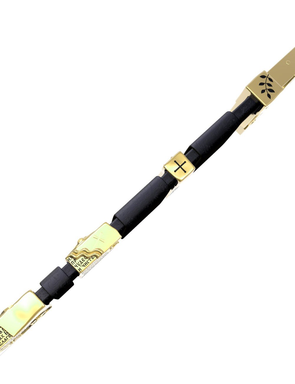 Браслет из лимонного золота c кожаным шнурком