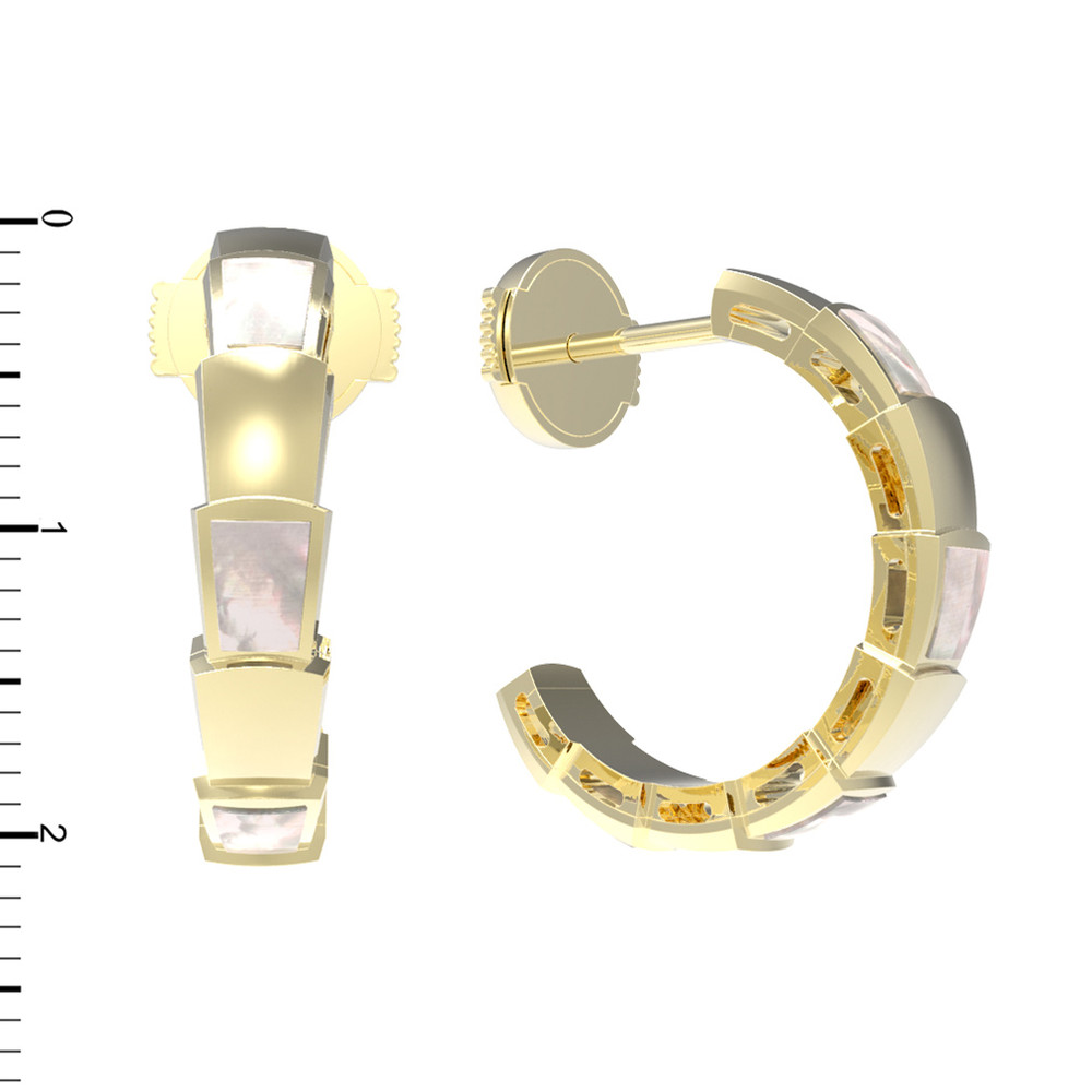 Серьги из лимонного золота 585 пробы c перламутром