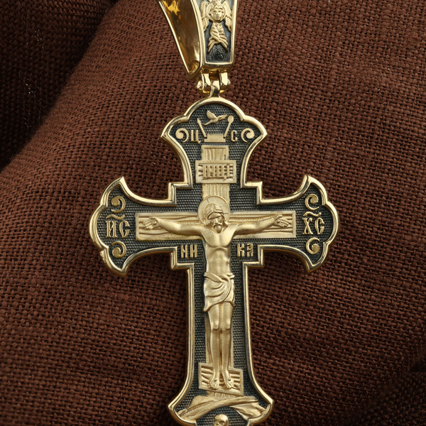 Крест из лимонного золота 585 пробы