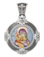 Образок из белого золота c эмалью, иконописью и темперой