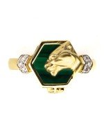 Кольцо из лимонного золота c бриллиантами и малахитом