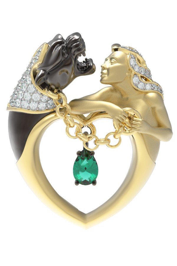 Подвеска из лимонного золота c фианитом и хризопразом