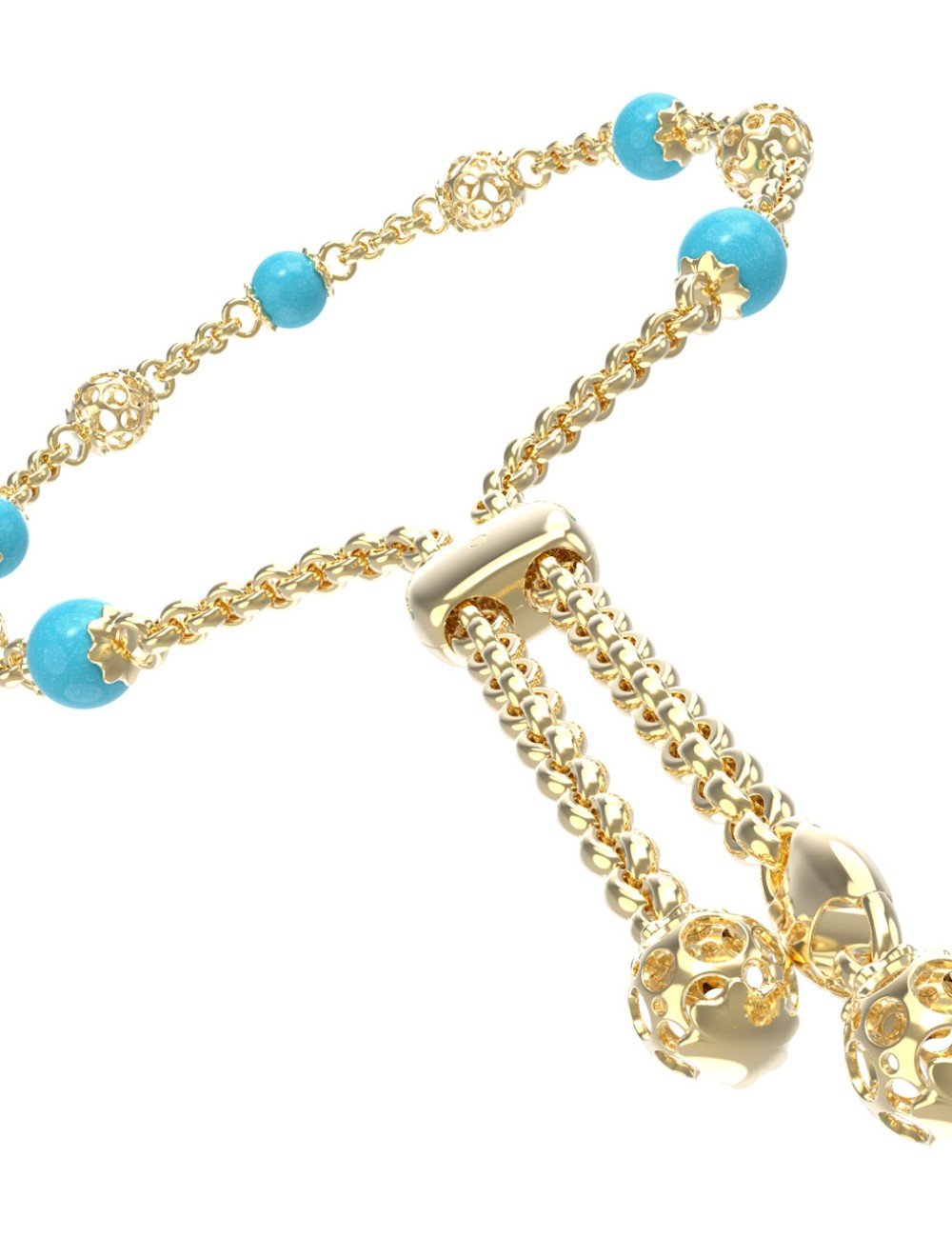 Браслет из лимонного золота c бирюзой