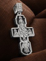 Крест из белого золота c ониксом