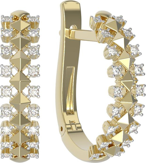 Серьги из лимонного золота 585 пробы c бриллиантами