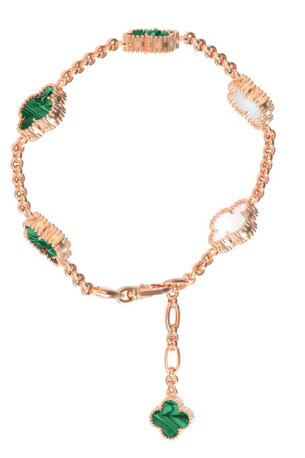 Браслет из золота c малахитом и перламутром