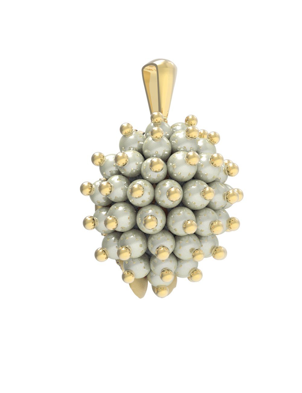 Подвеска из лимонного золота c эмалью и жемчугом