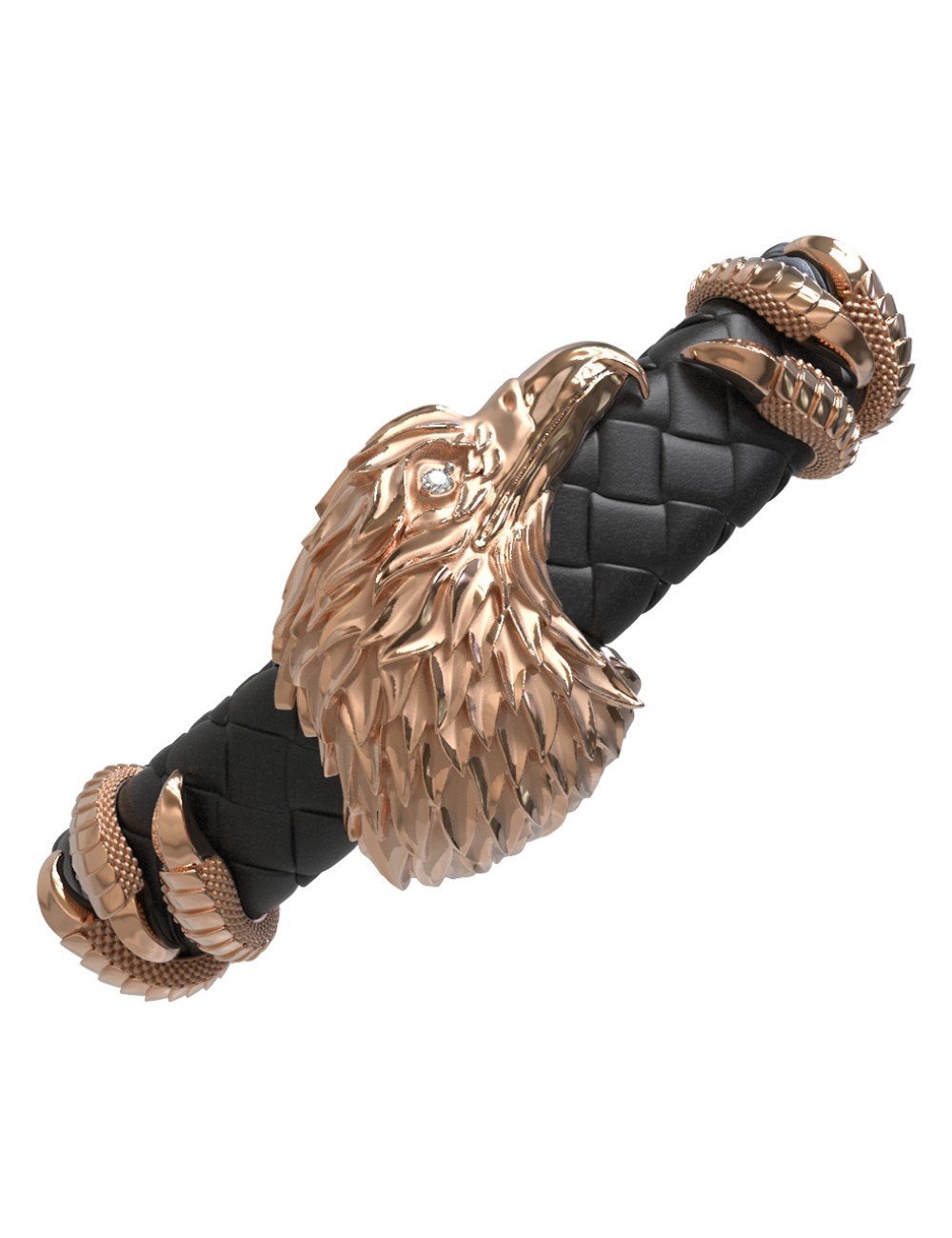 Браслет из золота c бриллиантами и кожаным шнурком