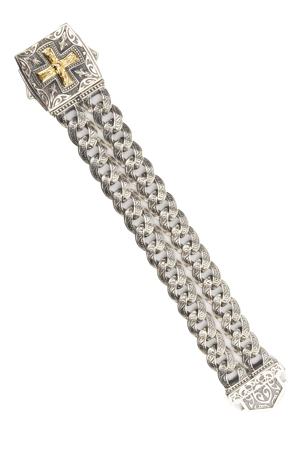 Браслет из серебра 925 пробы и золота 750 пробы c рубином