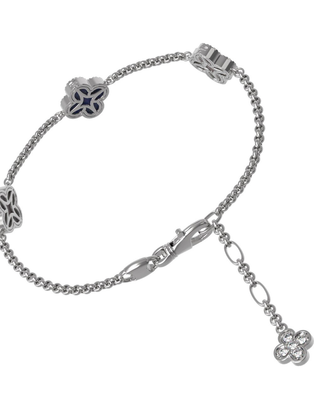 Браслет из белого золота c бриллиантами, лазуритом и перламутром