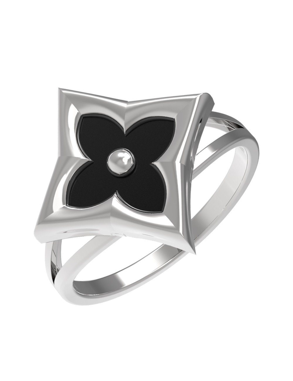 Кольцо из белого золота c ониксом