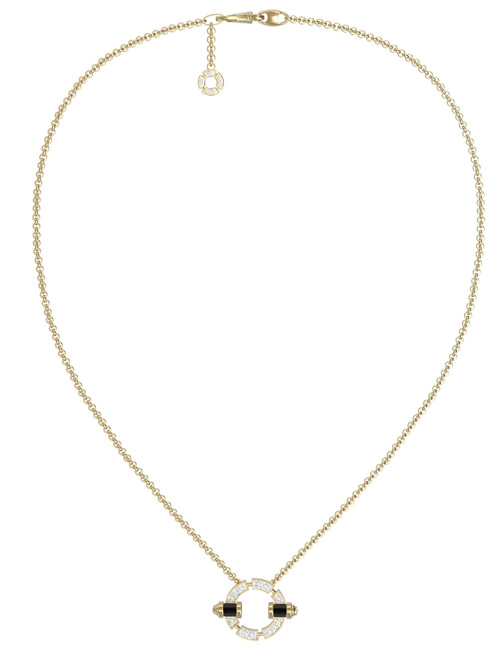 Колье из лимонного золота c бриллиантами и ониксом
