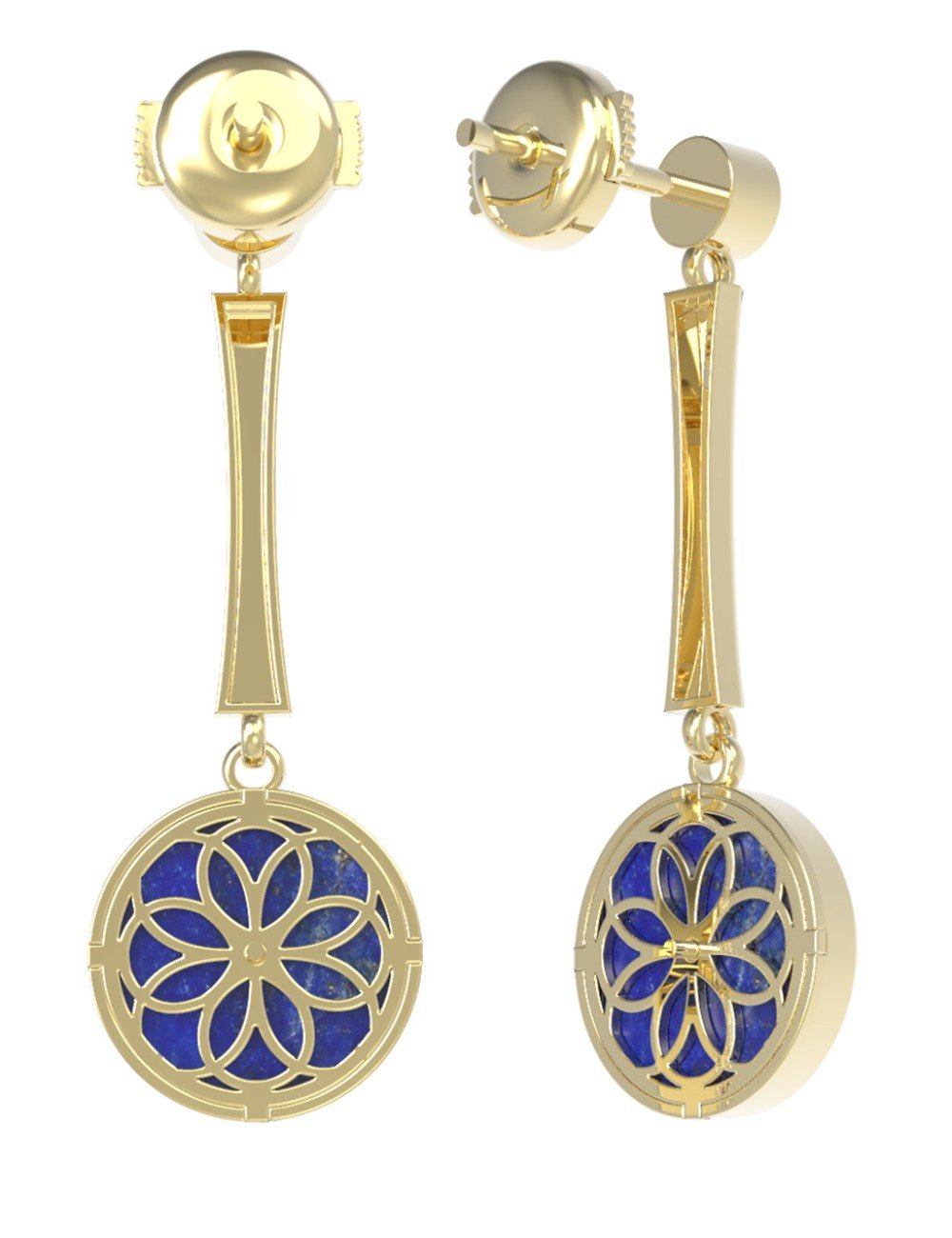 Серьги из лимонного золота c фианитом и лазуритом