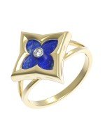 Кольцо из лимонного золота c бриллиантами и лазуритом