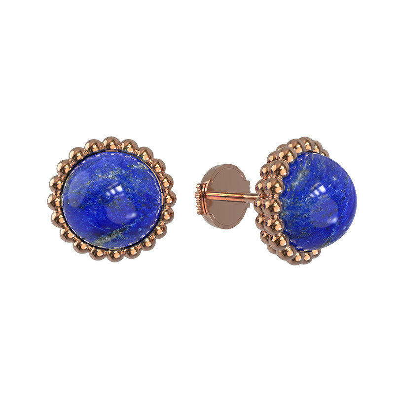 Серьги из красного золота 585 пробы c лазуритом