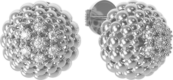 Серьги из белого золота 585 пробы c бриллиантами