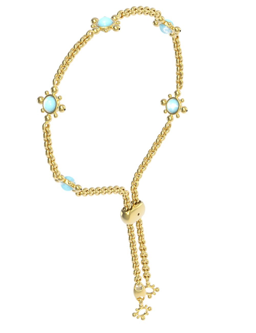 Браслет из лимонного золота c бирюзой