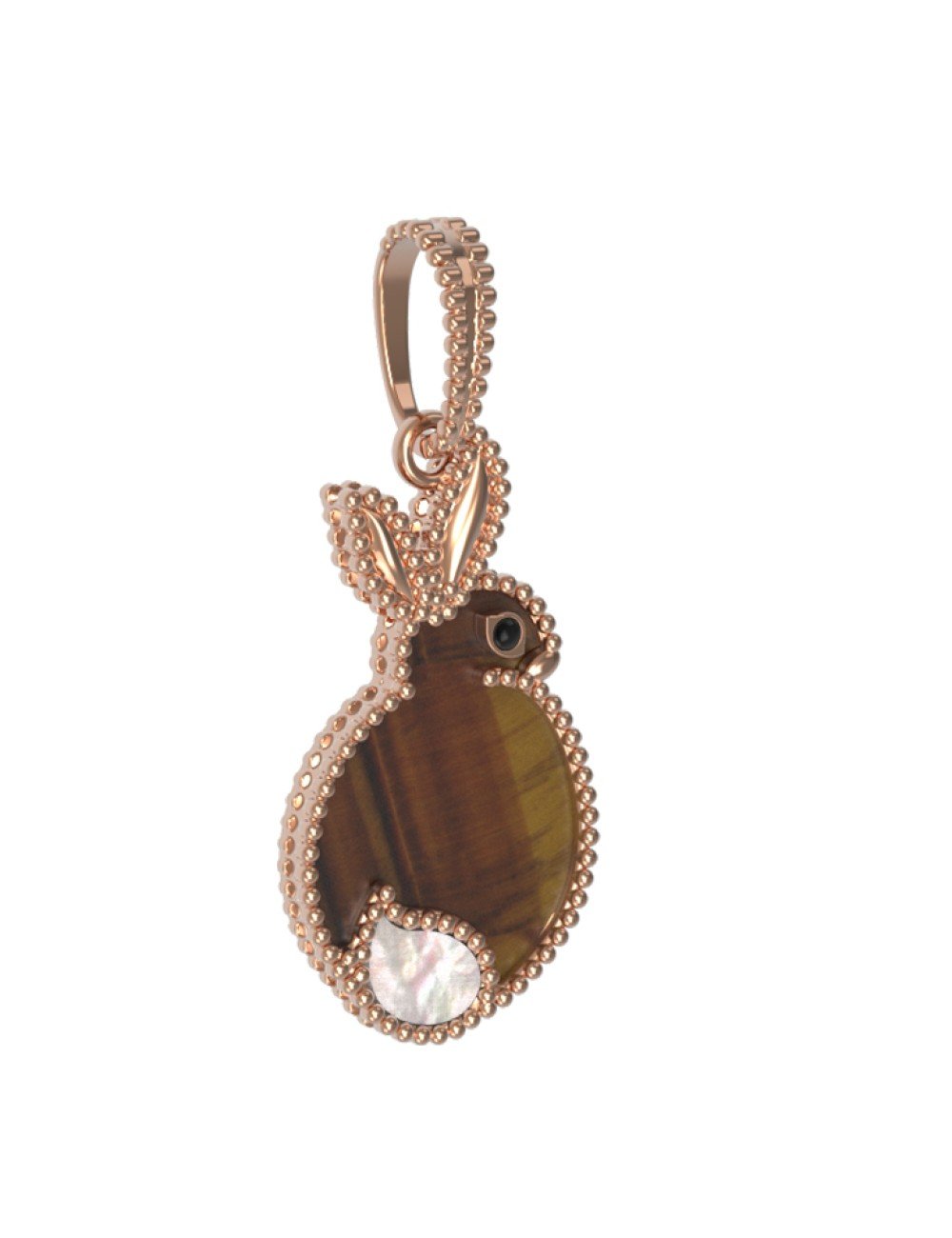 Подвеска из золота c эмалью, тигровым глазом и перламутром