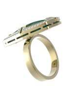 Кольцо из лимонного золота c бриллиантами, рубином и малахитом