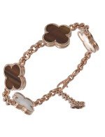 Браслет из золота c тигровым глазом и перламутром