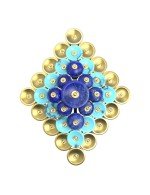 Кольцо из лимонного золота c бирюзой и лазуритом