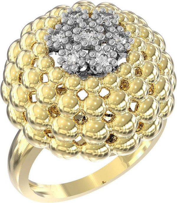 Кольцо из лимонного золота 585 пробы c бриллиантами