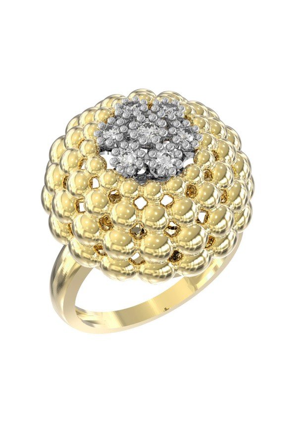 Кольцо из лимонного золота c бриллиантами