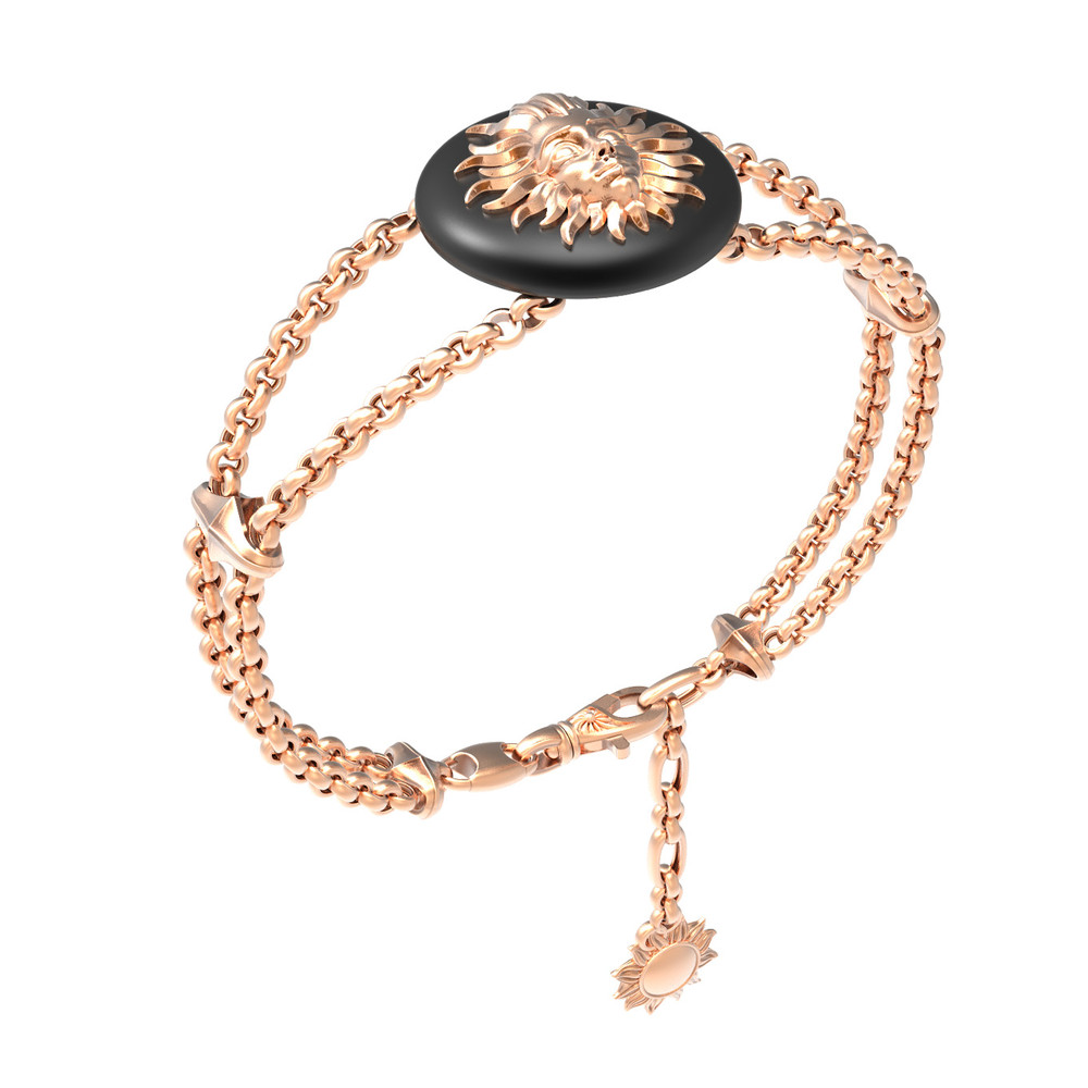 Браслет из красного золота 585 пробы c ониксом