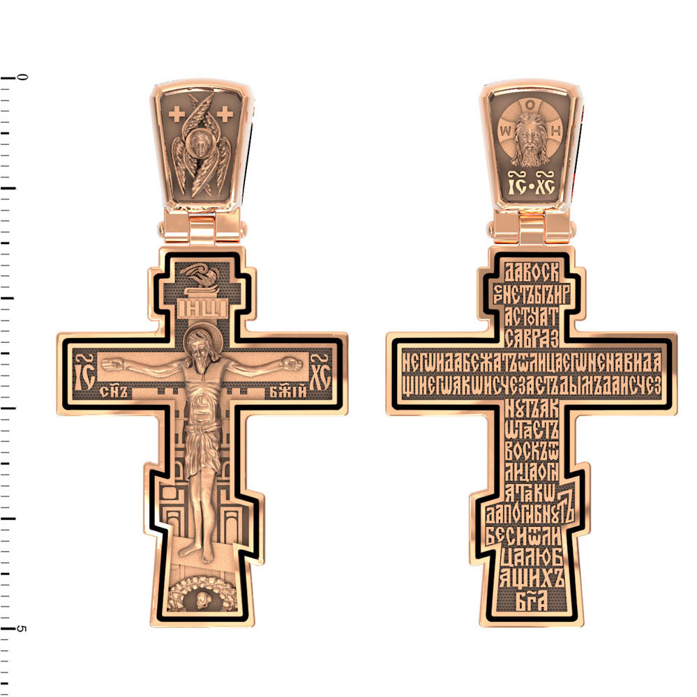 Крест из красного золота 585 пробы c эмалью