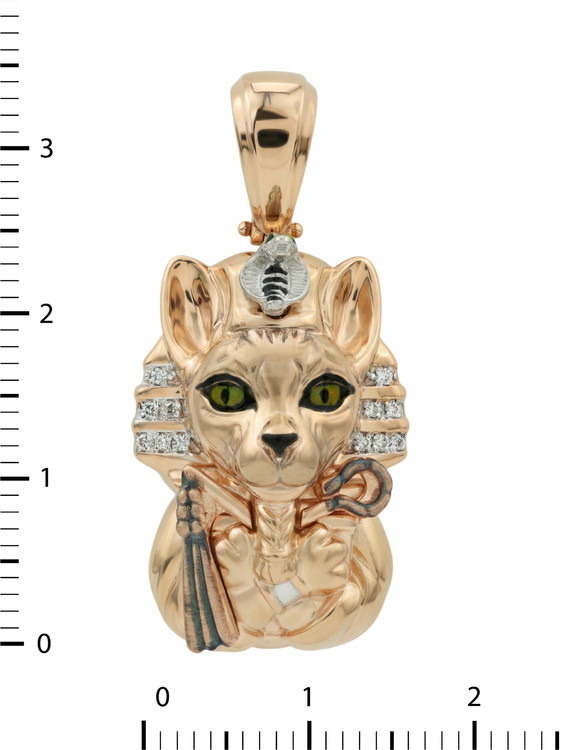 Подвеска из красного золота 585 пробы c эмалью, бриллиантами и рубином