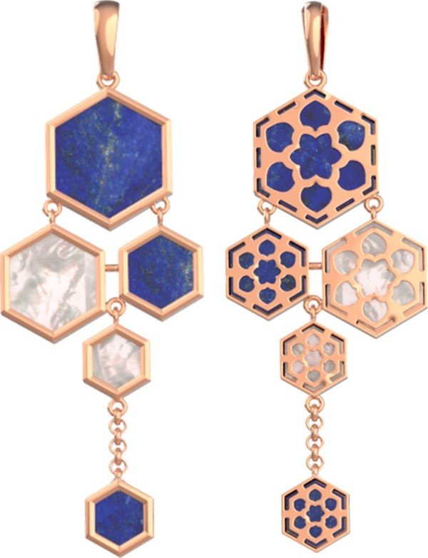 Подвеска из золота c лазуритом и перламутром