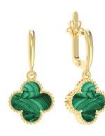Серьги из лимонного золота c малахитом