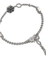 Браслет из белого золота c бриллиантами, ониксом и перламутром