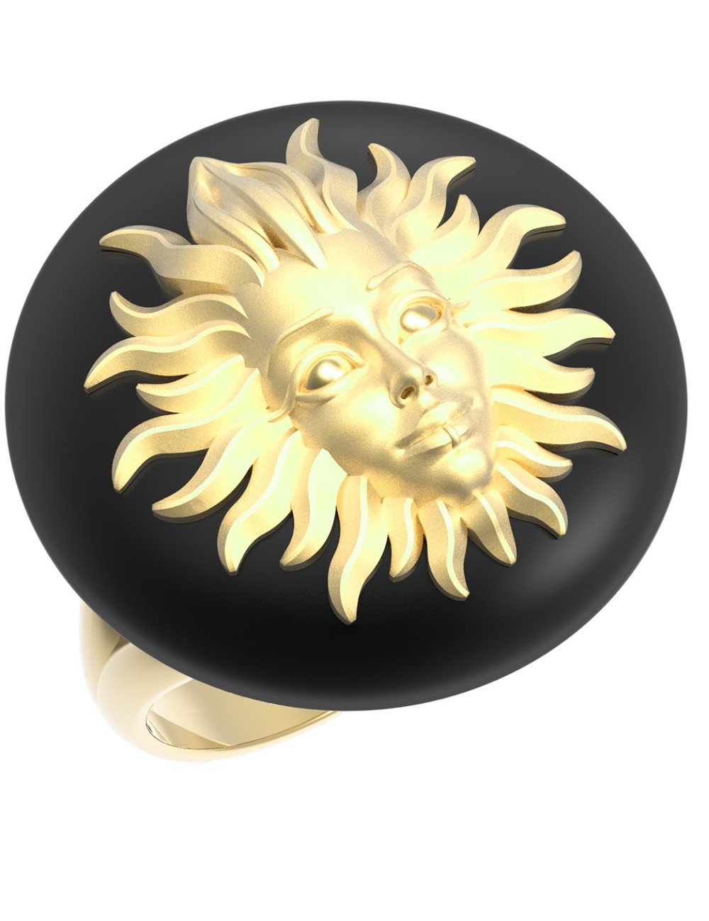 Кольцо из лимонного золота c ониксом