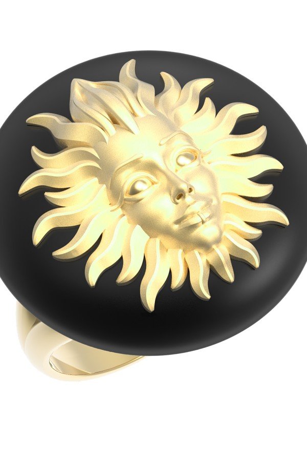 Кольцо из лимонного золота c ониксом