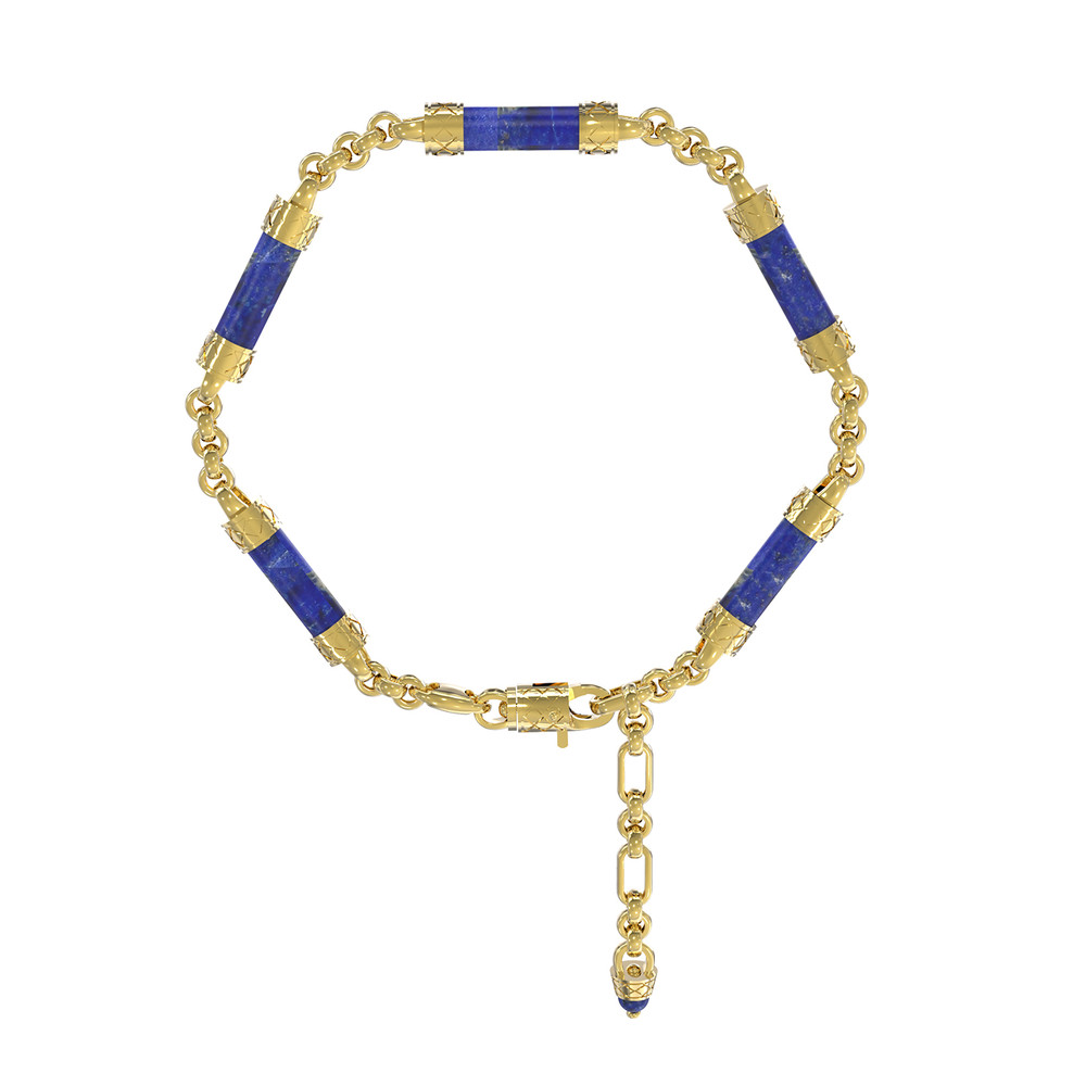 Браслет из лимонного золота 585 пробы c лазуритом