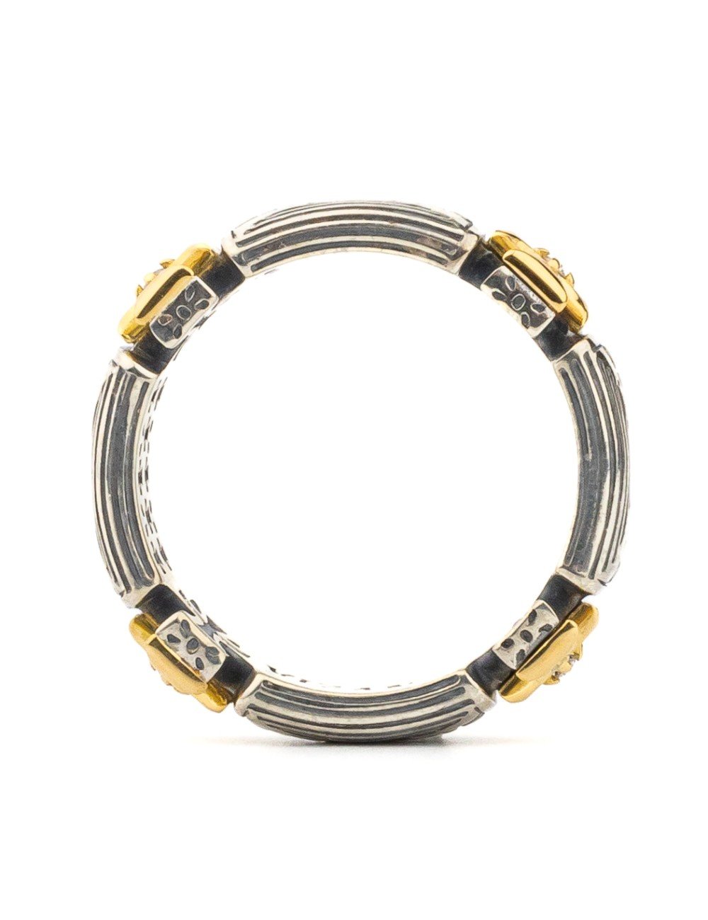 Кольцо из серебра и золота c бриллиантами и рубином