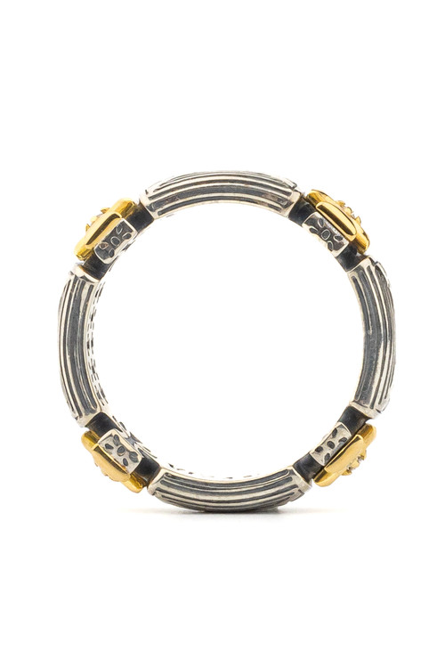 Кольцо из серебра 925 пробы и золота 750 пробы c бриллиантами и рубином