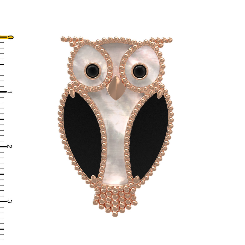 Брошь-подвеска из красного золота 585 пробы c эмалью, ониксом и перламутром