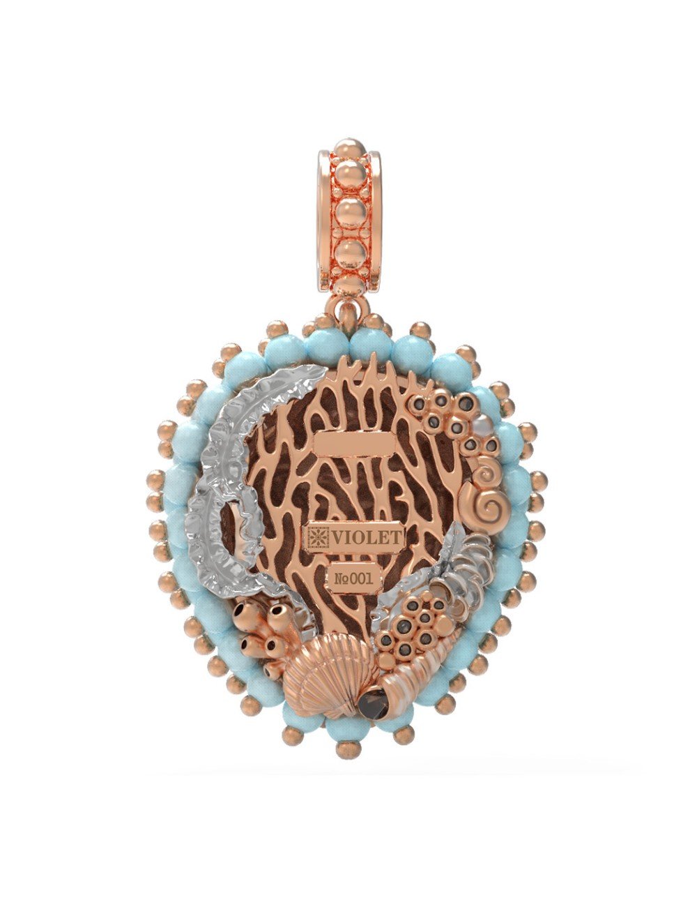 Подвеска из золота c эмалью и бирюзой