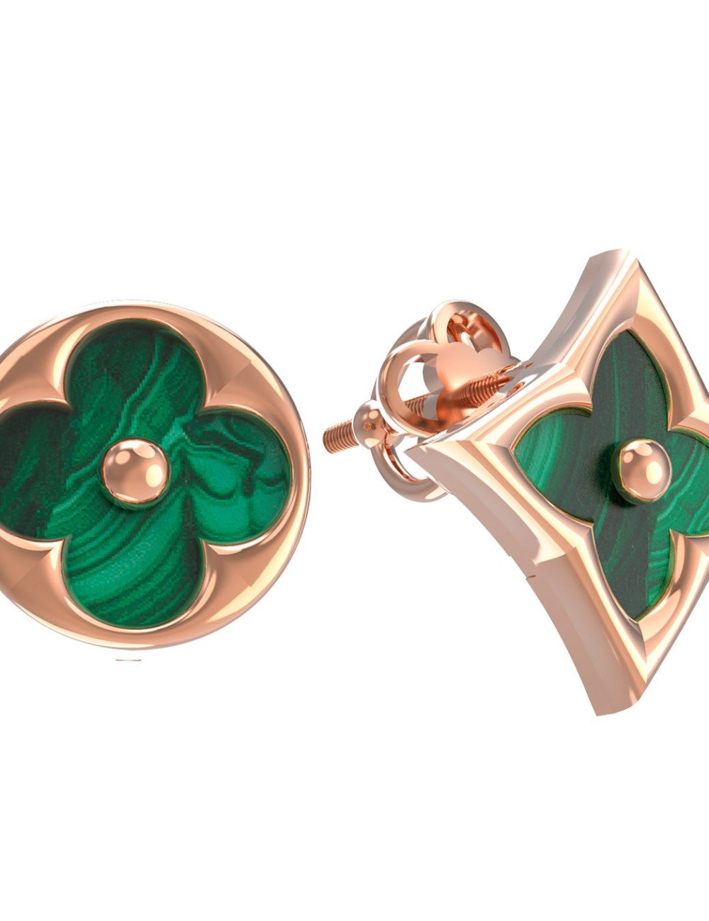 Серьги из золота c малахитом