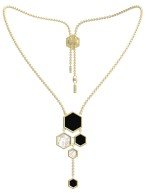 Колье из лимонного золота c ониксом и перламутром