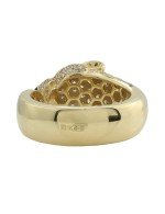 Кольцо из лимонного золота c бриллиантами, изумрудом и ониксом