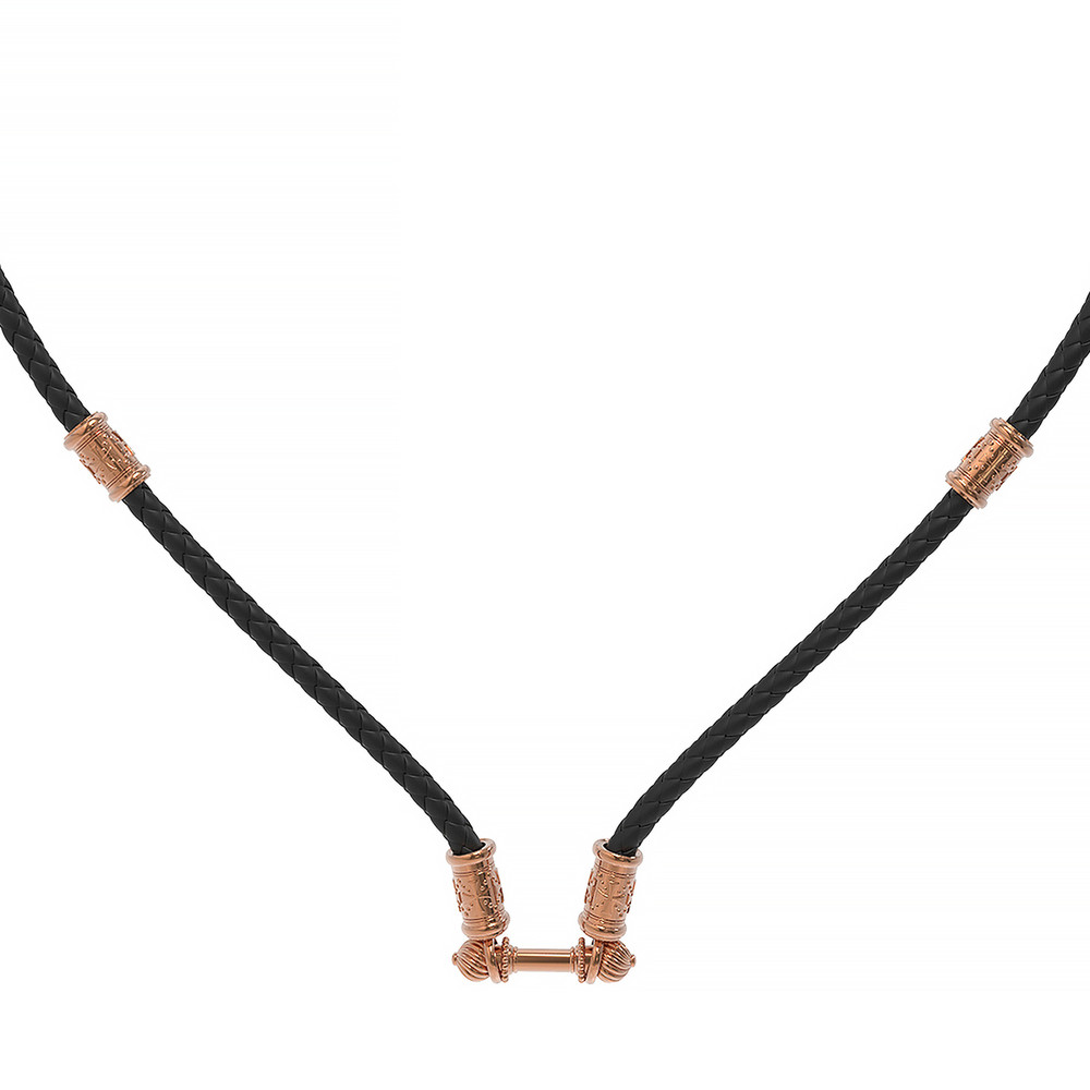 Цепь-шнурок кожа из красного золота 585 пробы c кожаным шнурком