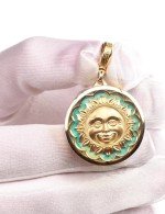 Подвеска из лимонного золота c бирюзой и лазуритом