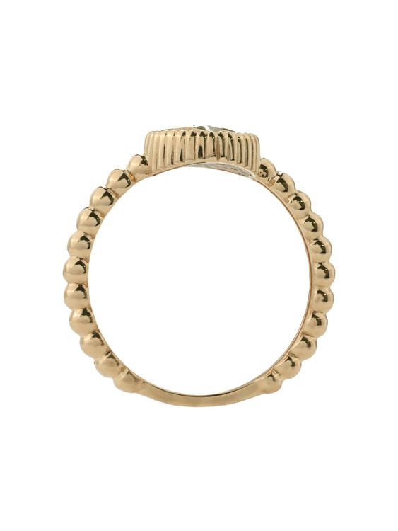 Кольцо из красного золота 585 пробы c бриллиантами и малахитом