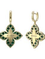 Серьги из лимонного золота c бриллиантами и малахитом